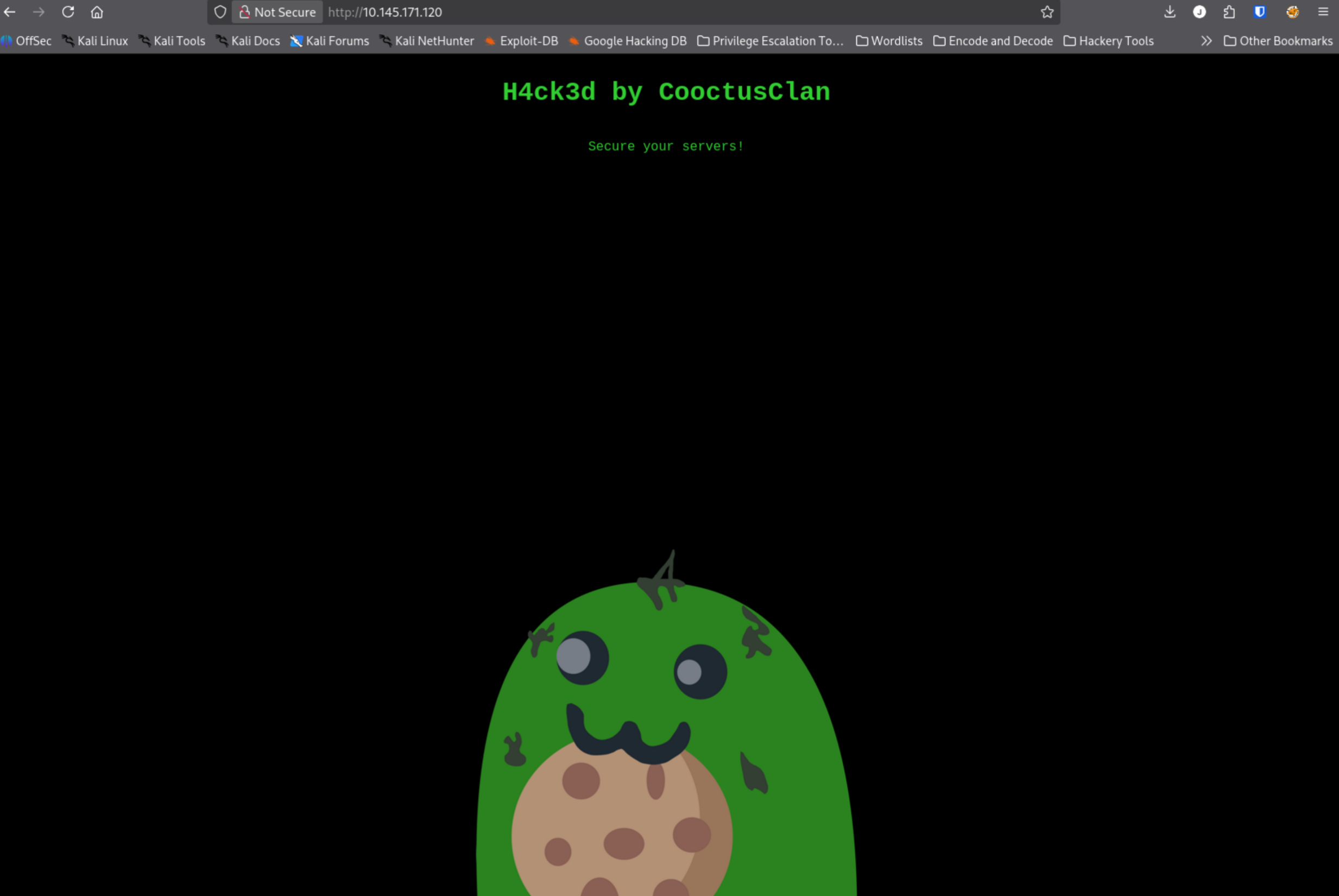 Defaced Overpass website in browser, showing H4ck3d by CooctusClan